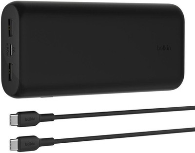 Belkin BoostCharge Powerbank 20000mAh 20W USB-C USB-A Zusatzakku 3-Port Schwarz