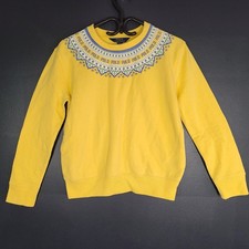 Polo Ralph Lauren Kids Fair Isle Fleece Sweatshirt Logo Sweater Yellow Sz XL 16