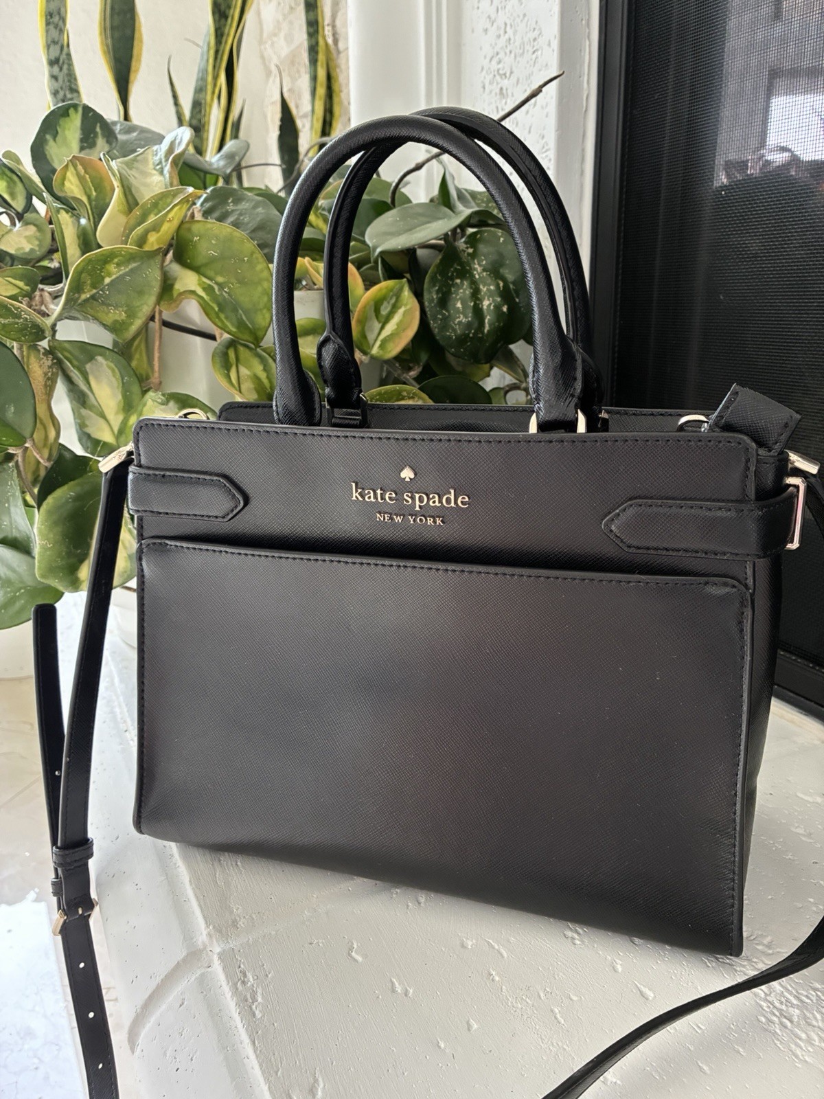 kate spade new york Staci Cameron Satchel Shoulder Tote Bag,Medium - Black