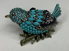 HUGE Vintage Goldtone & Lucite/Rhinestone Bird Brooch