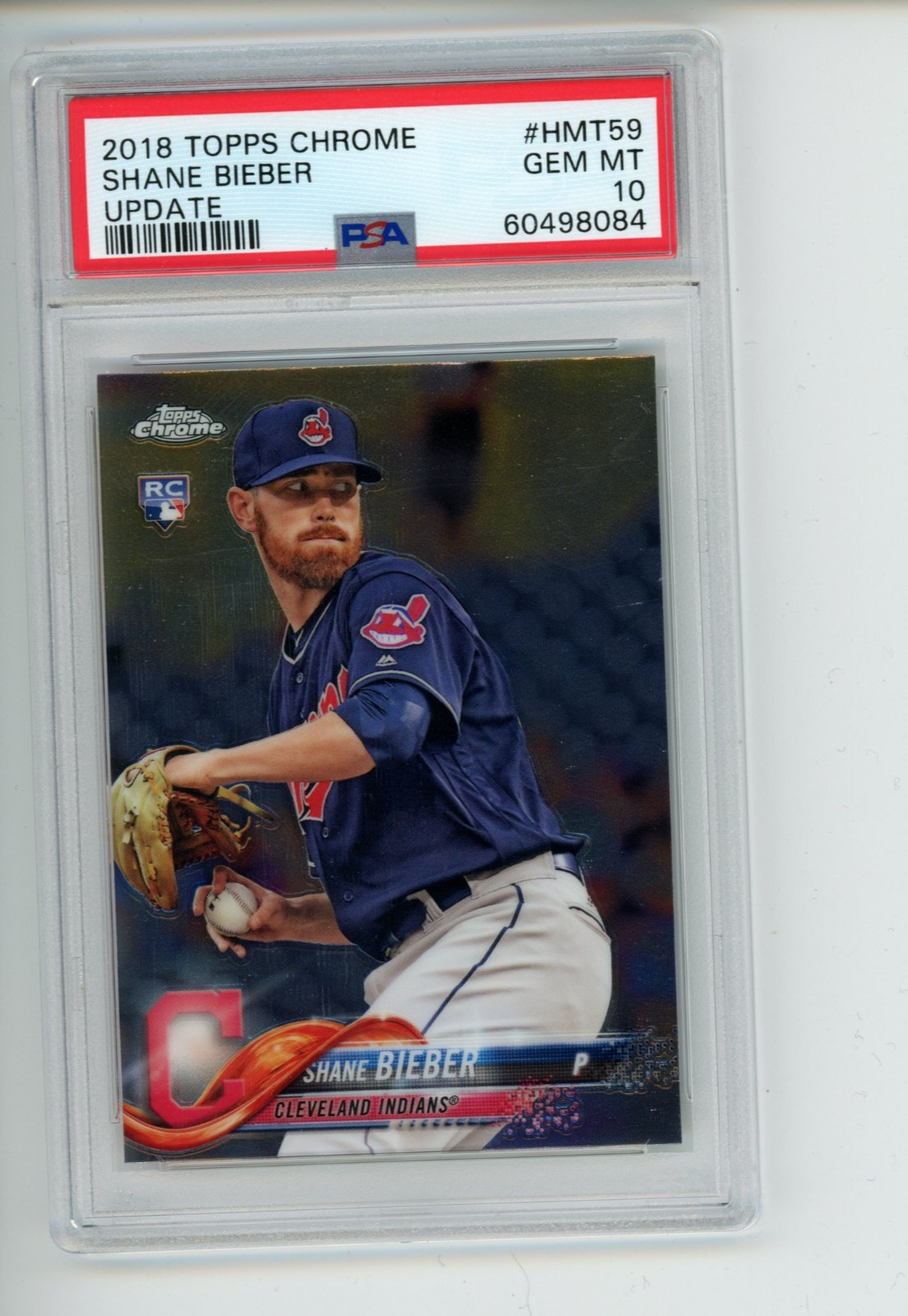 2018 Topps Chrome Update Shane Bieber #HMT59 Rookie RC Indians PSA 10 (084)