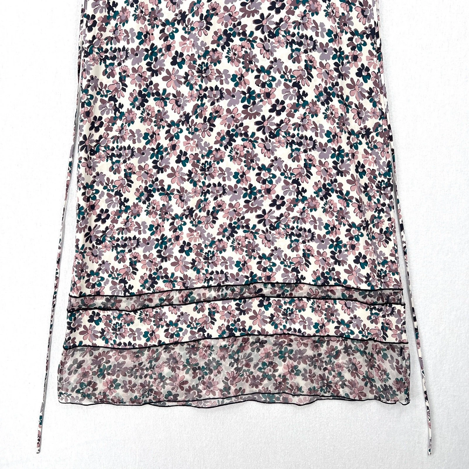 OFF WHITE Abito slip seta RAG AND BONE Ilona XS bianco sporco stampa floreale midi cravatta vita