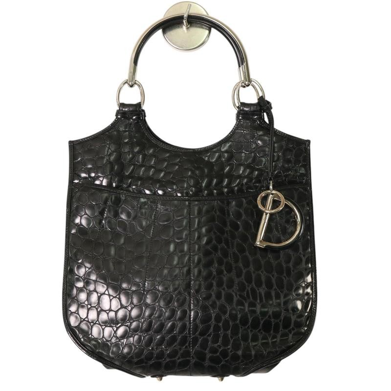 Dior Cannage Embossed Black Patent Leather Handbag A7780