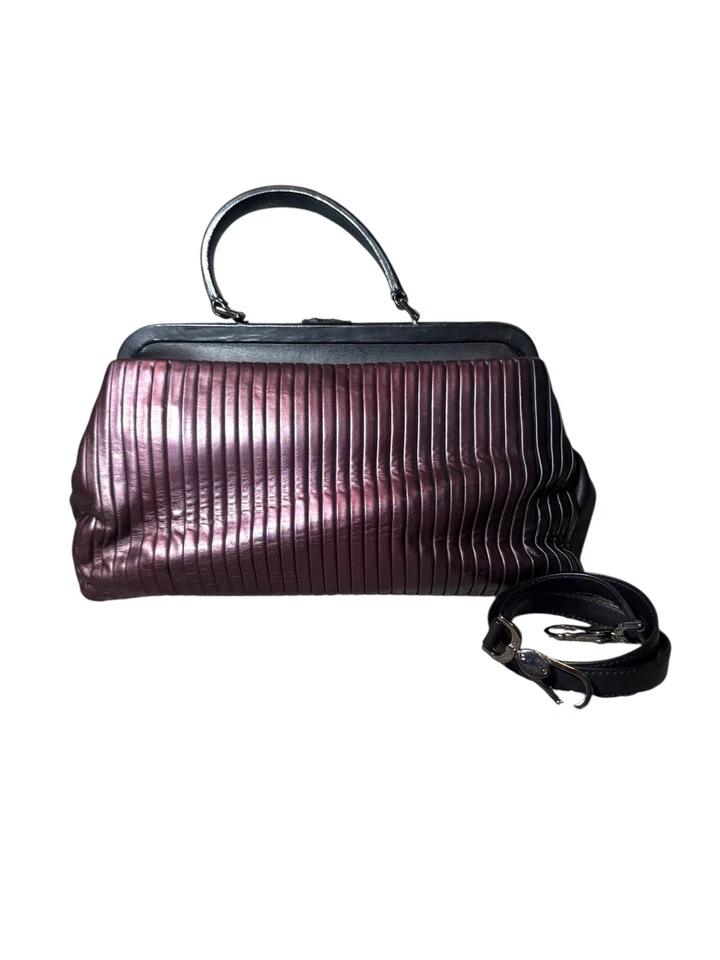 Bolso Doctor Edición Limitada DOLCE & GABBANA Plisado Púrpura y Cuero Negro Enmarcado Foto 3 de 4