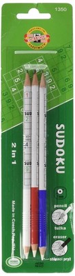Koh-I-Noor 2B Sudoku Graphite Pencil with Eraser 3 Count (Pack of 1), blue 