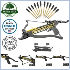 Pistol Crossbow Self-Cocking 80LBS Kit with 15 Aluminum Arrows Spares