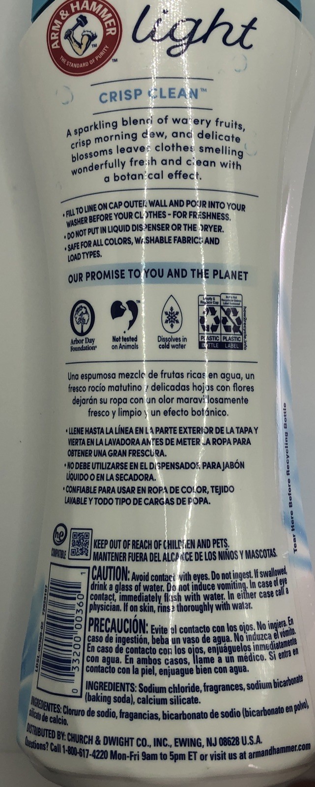 3 Pack Arm & Hammer Light In-Wash Scent Booster Crisp Clean 24oz Laundry