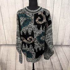 VTG Le Tigre Women's XL Multicolor 3D Texture Acrylic Crewneck Sweater Retro