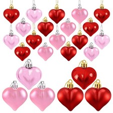 24 Pieces Heart Shaped Ornaments Valentine's Day Heart Ornaments for Valentin...