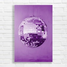 Disco Ball Vibrant Home Purple Canvas Print Large Picture Wall Art