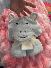 Hippo Bath Wrap towel -Pottery Barn Kids Nursery Blue New w/Tag -