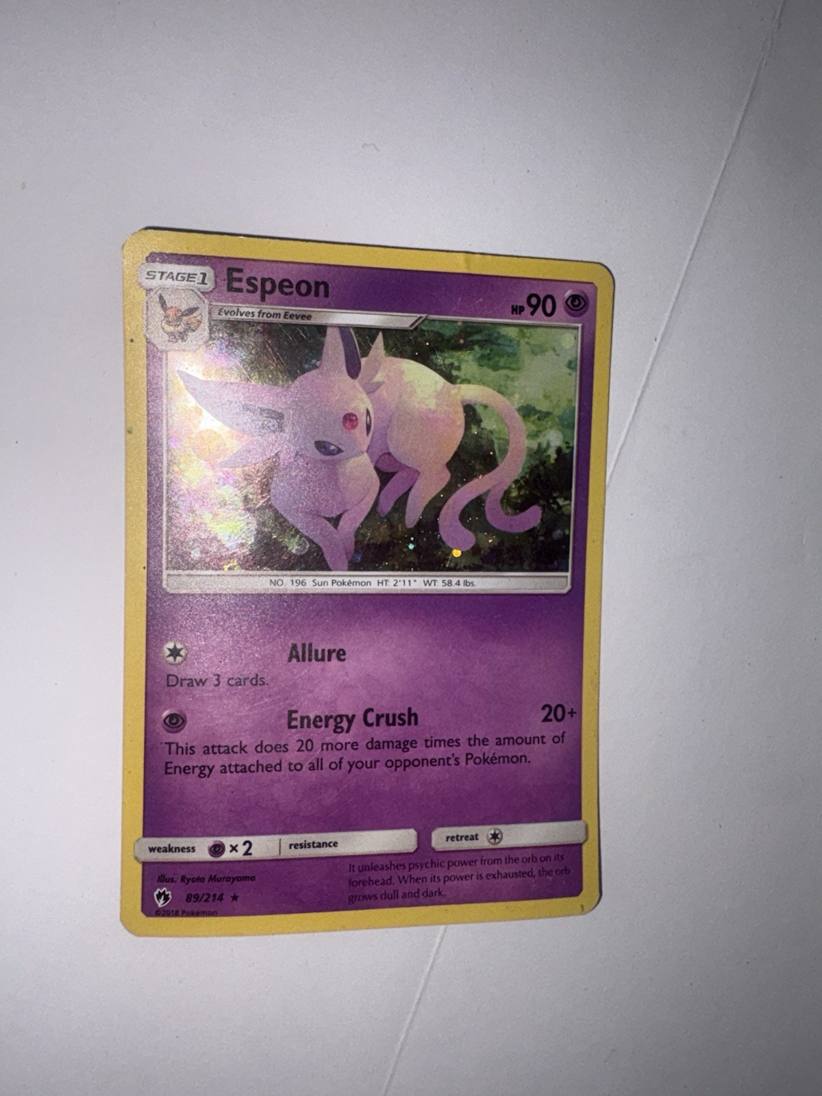 Espeon - 89/214 (Cosmos Holo) Blister Pokemon Card Tcg Hp Heavily Played