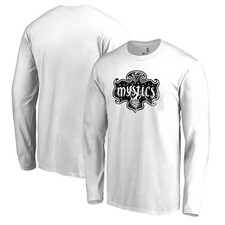 Men's White Washington Mystics Marble Long Sleeve T-Shirt