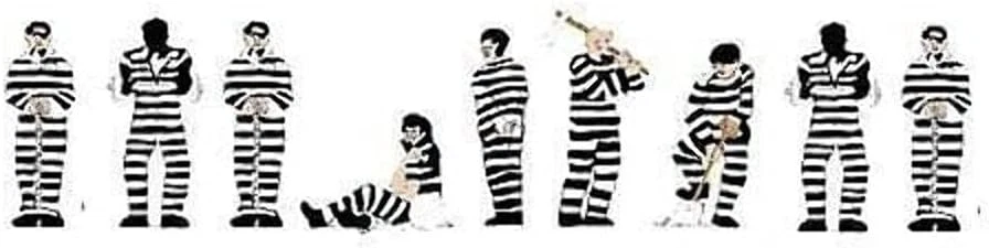 Model Power 1376 Prisoners Figure Set (Black & White Striped Jumpsuits) - Image 2 of 2