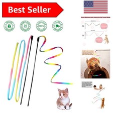 Deluxe Interactive Cat Wand Set - 2 Rainbow Ribbon Teaser Toys for Kittens