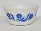 Vintage Hazel Atlas Blue Cornflower Flowers 6” Mixing Bowl White Milk Glass Rare