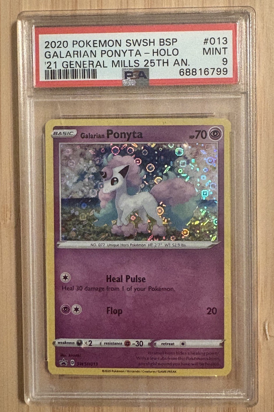 2021 Pokemon Galarian Ponyta Black Star Promo SWSH013 General Mills Sequin PSA 9