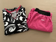 Womens UA Scrubs black and white shirt pink trim  medium butter soft pink pants