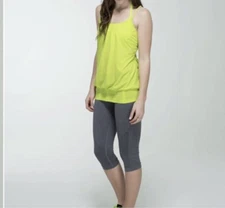 womens Lululemon 4 tank top green flow and go Bright backless sexy loose
