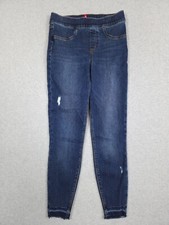 Spanx Jeans Women's Size Small S Distressed Ankle Skinny Jeans Blue Raw Hem
