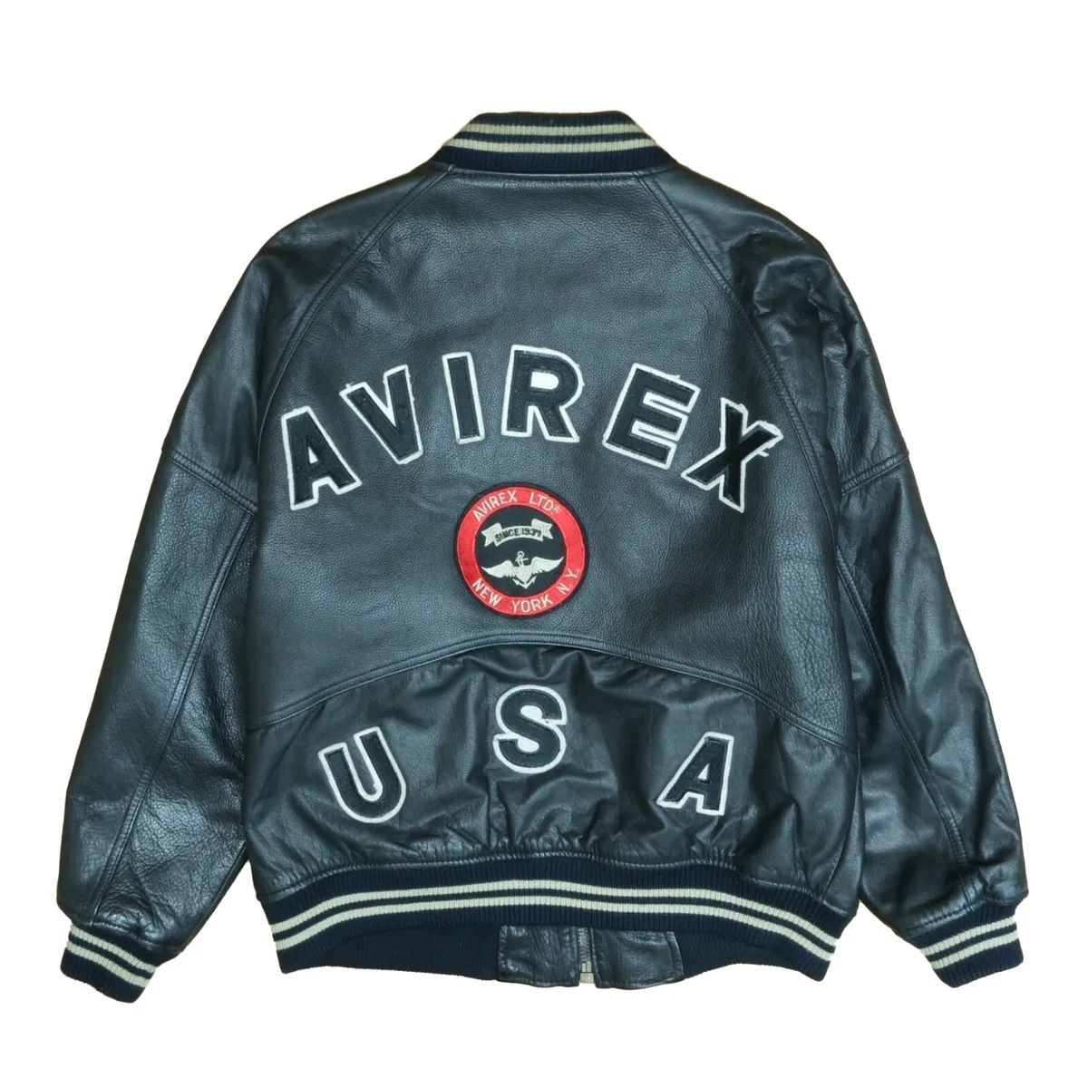Vintage Avirex USA Flight Varsity Leather Jacket Size XL American Classics