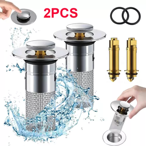 Universal Bathroom Sink Plug Pop-Up Stopper Wash Basin Core Bounce Drain Filter - Picture 3 of 18