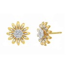 Sunflower Stud Earrings - 925 Sterling Yellow Silver