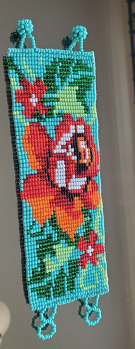 Huichol handmade beaded cuff bracelet - Picture 2 of 2