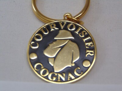 Vintage Keychain Key Ring Advertising Courvoisier Cognac Gold tone Rare