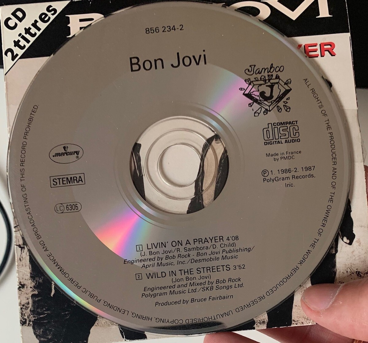 BON JOVI - LIVIN' ON A PRAYER - RARE FRENCH CD CARDSLEEVE 2 TRACKS