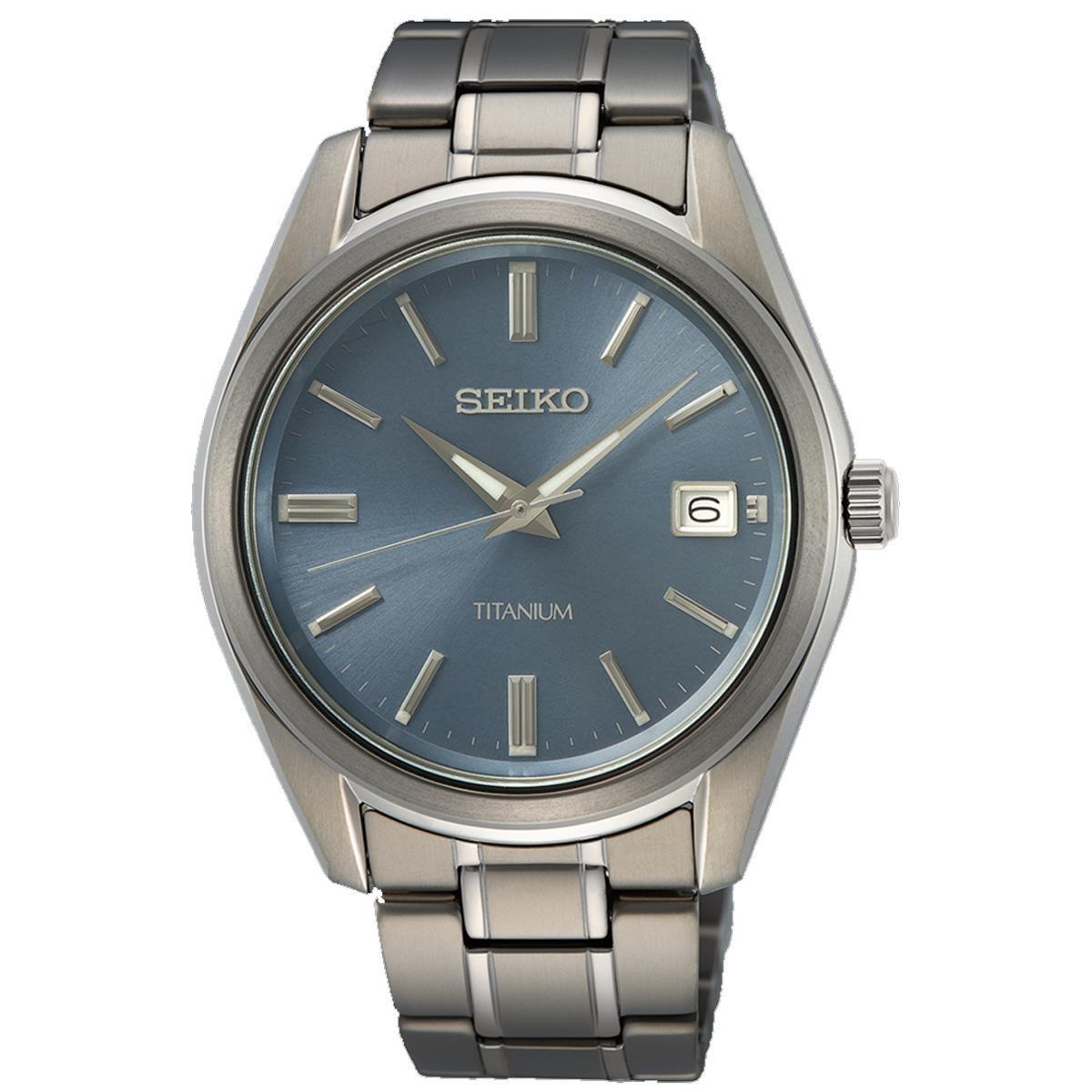 SEIKO 電波クォーツ腕時計 シルバー Seiko SUR371 Classic Quartz Blue Dial Stainless Steel Men's Watch