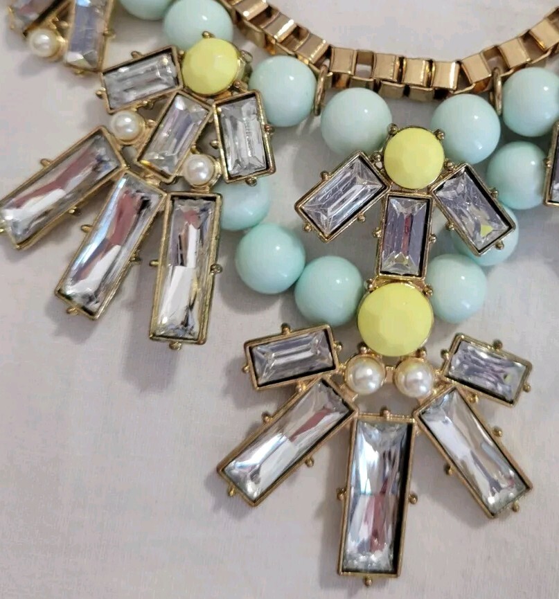 Statement Necklace Large Rectangle Rhinestones Pa… - image 4