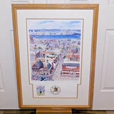 1995 BOSTON MARATHON Lithograph 35x25 Framed Signed 55 of 600 by Evey Schweig