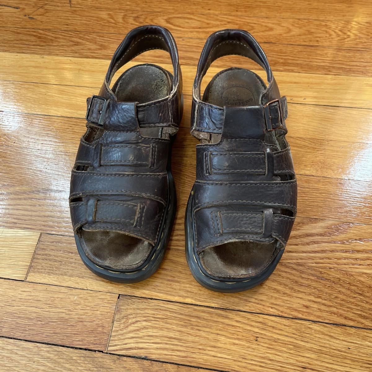 Dr Martens Sandals Brown Leather Fisherman Shoe Buckle Strap 