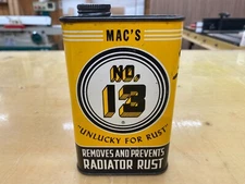 VINTAGE MAC'S NO. 13 REMOVES AND PREVENTS RADIATOR RUST 1 PINT~ EMPTY METAL CAN!