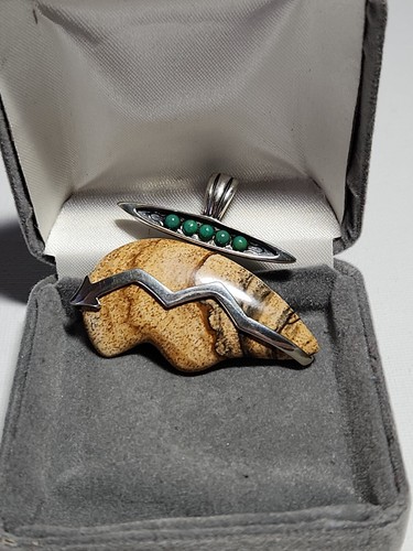 925 American west Engraved Native Bear Pendant