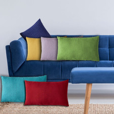 Pack of 2 Rectangle Waffle Soft Filled Cushion Homemade Sofa Bed Home Decore