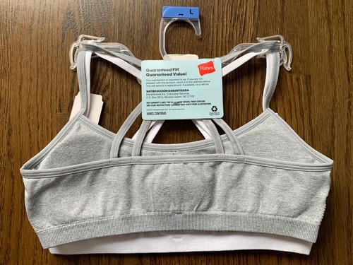 NWT Hanes Set of 6 Girls White Gray Seamless Molded Wire Free Bralette Bras L - Picture 7 of 14