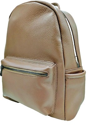 Men's Real Travel Leather Work Office Backpack Made in Italy Brown 30x35x16