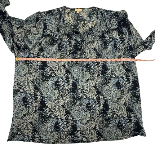 Joie Bohemian Parisian Paisley Peasant Blouse Women Size Large Blue Long Sleeve - Picture 10 of 12