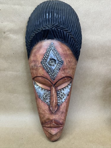 Hand Carved Ethnic Wood Mask Made in Ghana West African Nation- Unique!
