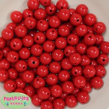 12mm Red Acrylic Solid Bubblegum Beads Lot 40 pc.chunky gumball