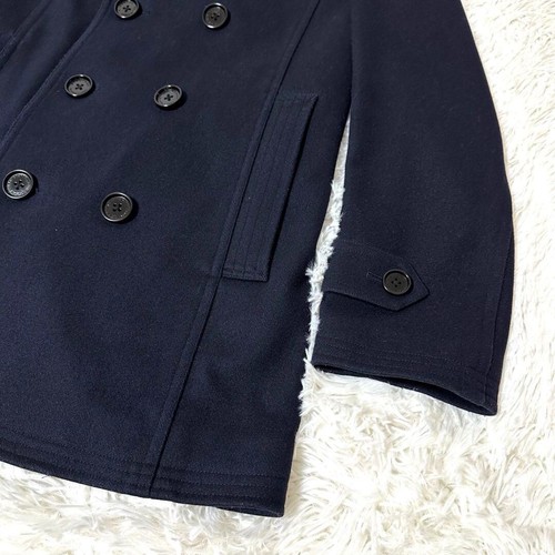 Burberry Men's Black Label Pea Coat Navy Wool Check Lining Size S Used - Picture 4 of 11