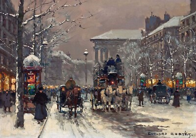 2010 Boulevard de la Madeleine, Winter by Edouard Leon Cortes - Giclee Fine Art