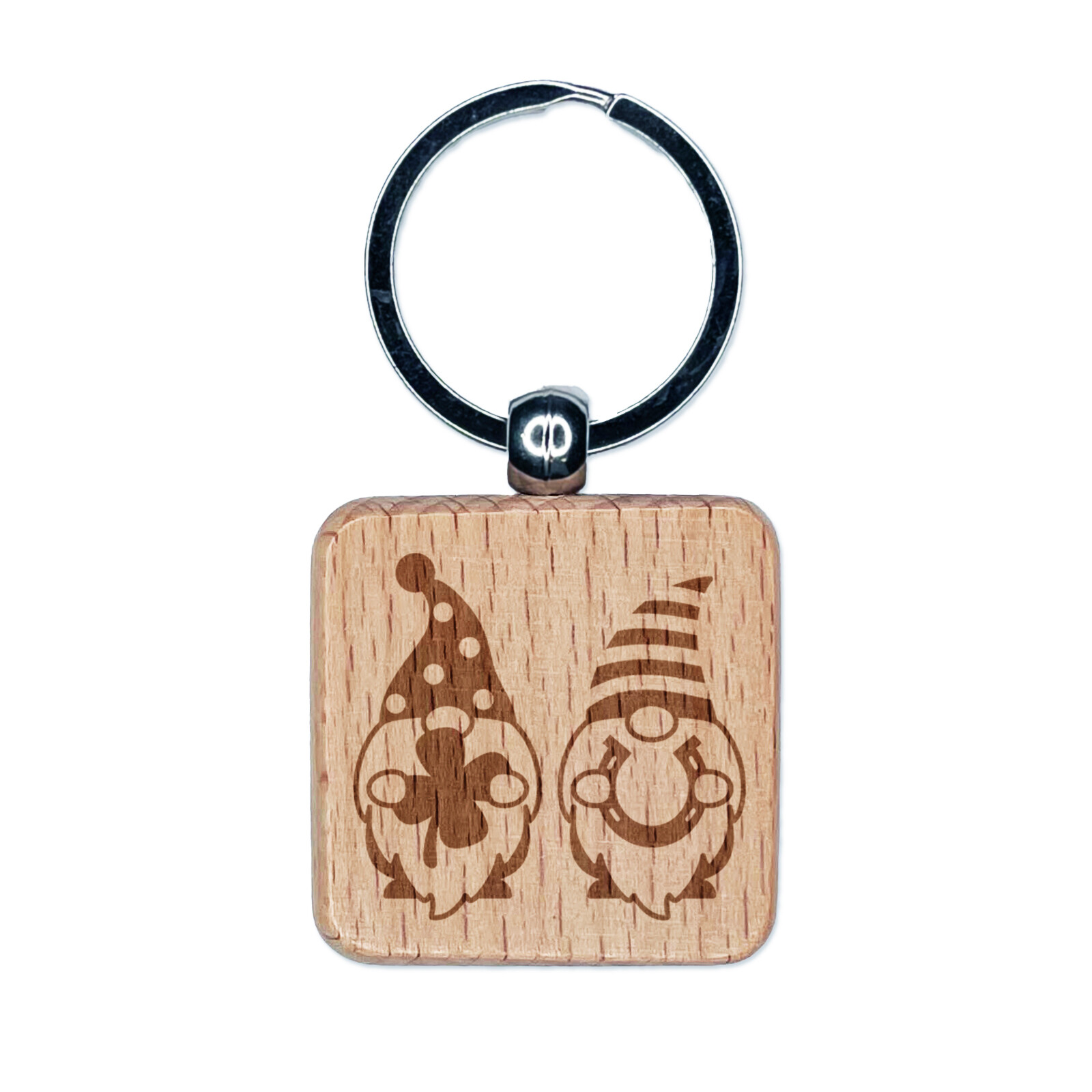 Saint Patrick's Day Gnome Wood Keychain Pair for Luck