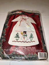 NEW Bucilla 33421 Season's Greetings Angel Baby Stamped Cross Stitch Kit 15"