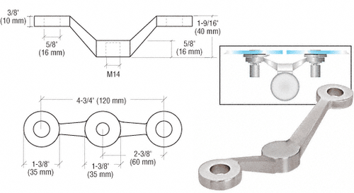 CRL GRP2BS Brushed Stainless Double Arm Post Mounted Fitting - Picture 2 of 4