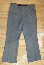 1970s Blue Plaid Houndstooth Disco Polyester Pants Trousers