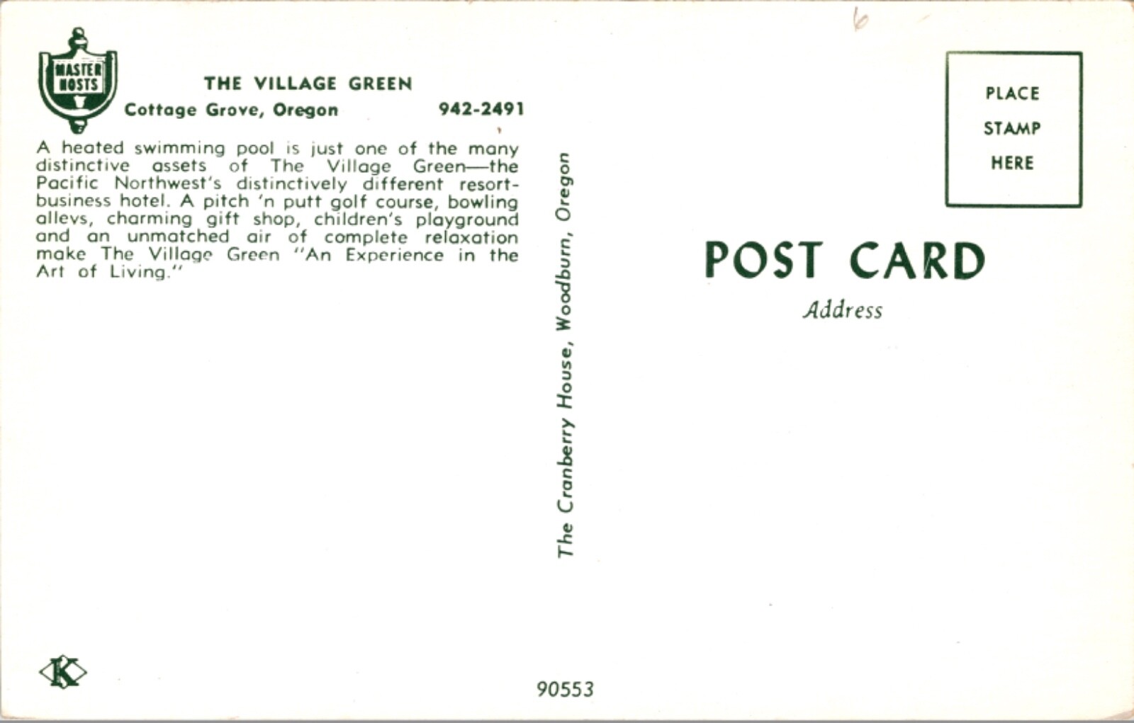 Postcard Swimming Pool The Village Green Hotel Cottage Grove, Oregon eBay