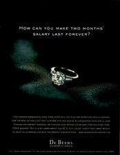2000 De Beers Diamond Engagement Ring Two Months Salary Photo VINTAGE PRINT AD